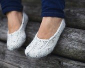 White hand knit luxury especially soft socks slippers for women or girl