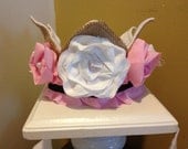 Baby -  Burlap, Brown and Pink Birthday Crown - Party Hat - Photo Prop - Pink and Gray Crown - Princess Dress Up - Birthday Hat