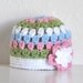 Newborn Baby Hat - Pink, Blue & Green