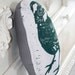 Plush Spring Bird Pillow. Woodblock Printed. Customizable colors. Made to Order.