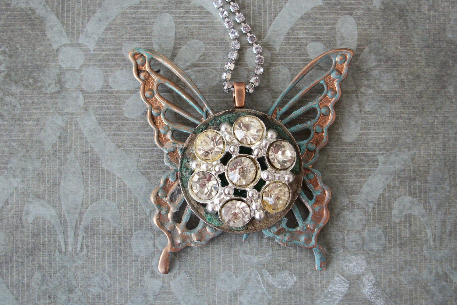 Rhinestone Butterfly Necklace