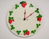 Strawberry Wall Clock Recycled Record