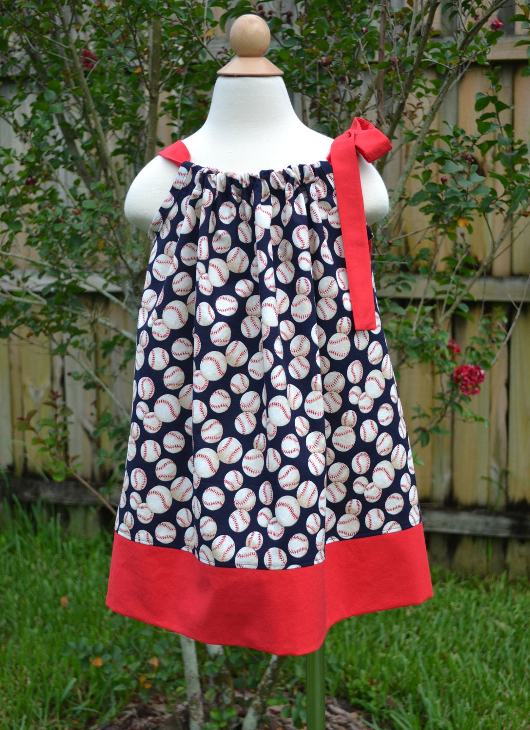 Baseball Pillowcase Dress - Baseball Outfit, Baseball Dress - Toddler Girl Dress - Baby Pillowcase Dress - Little Girls Dress - Size 9m - 8