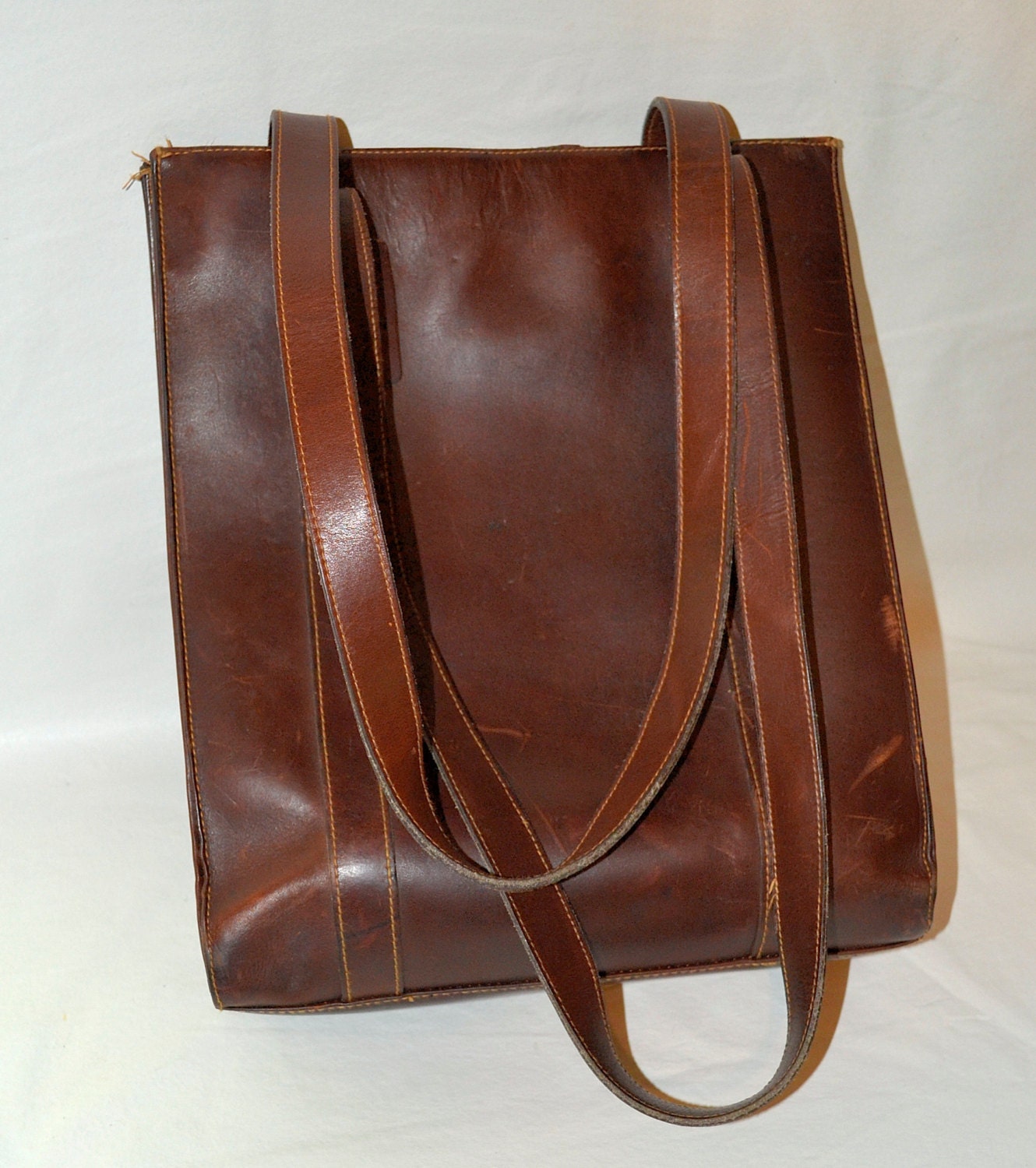 Vintage GH Bass Co heavy Leather Tote Handbag by honeybeepollen