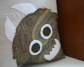 monster pillow, upcycled pillow, applique pillow, children's pillow, wild thing pillow, OOAK