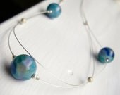Blue and silver circles necklace - planet earth - circles - round - multicolored