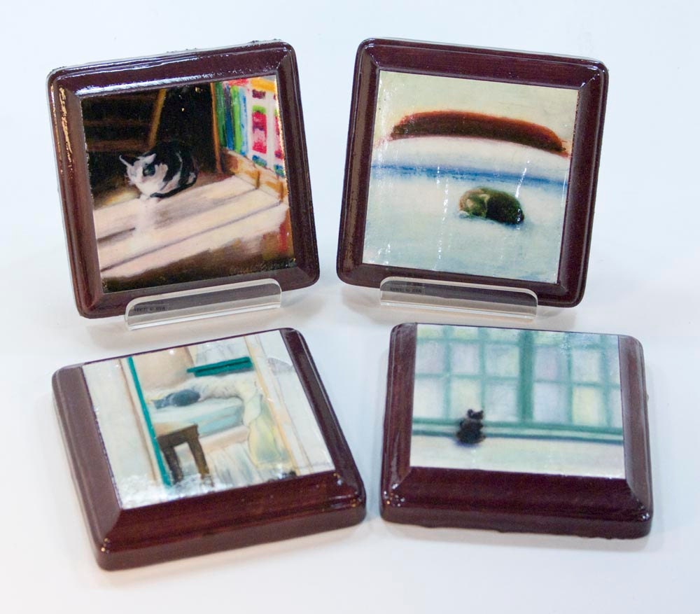 Winter Cats Square Coaster Set