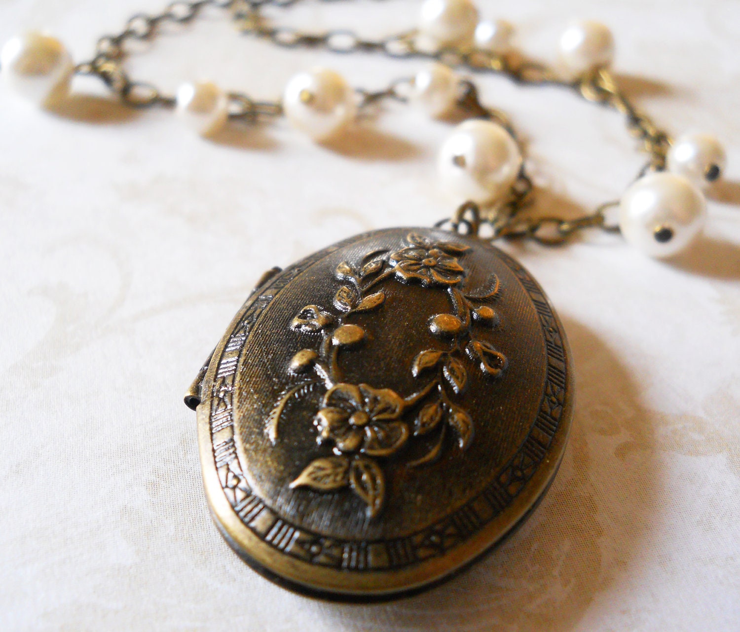 Long Locket Necklace, Locket on Long Chain, Oval Locket Necklace, Large Locket on Chain, Pearl and Locket Necklace, Locket Necklaces