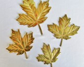 Vintage Brass Maple Leaves Wall Hanging - Set of 4