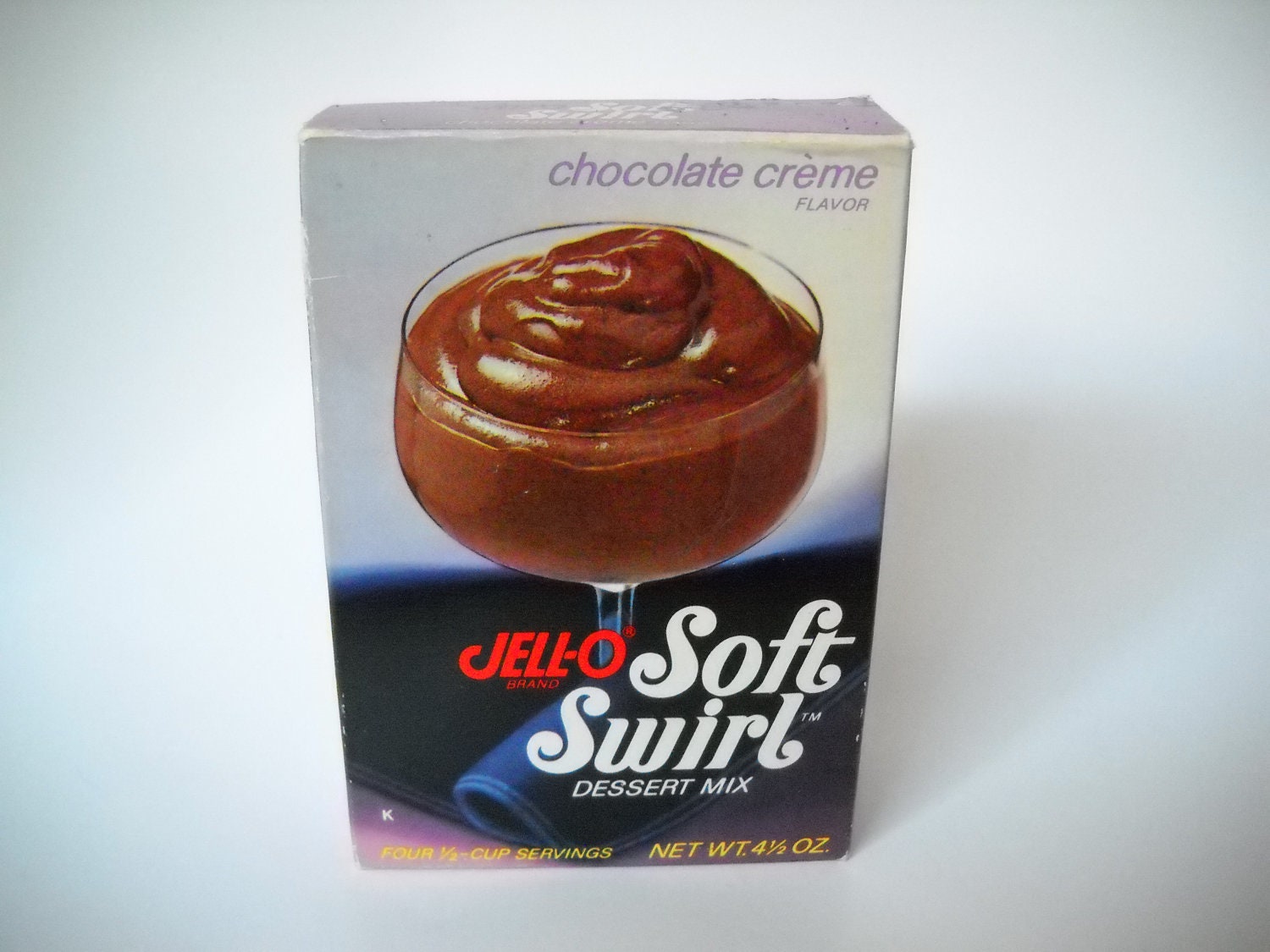 Vintage Jell-O Soft Swirl Dessert Mix 1970's Food Package Box Unopened Chocolate Creme