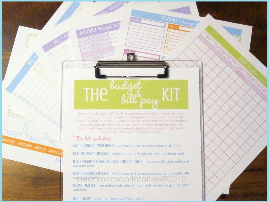 The Budget and Bill Pay Kit - BRIGHTS - 6 documents - INSTANT DOWNLOAD
