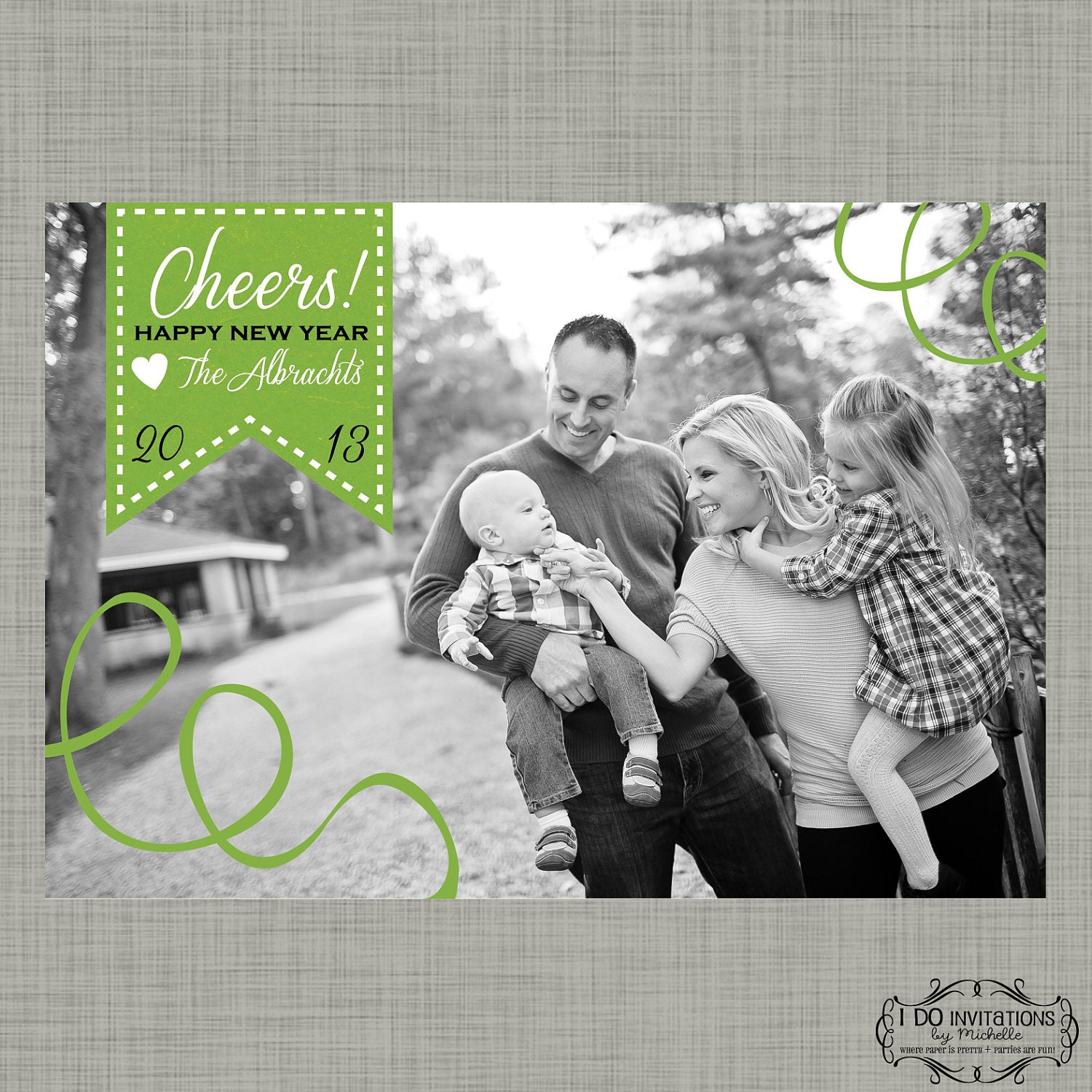 Happy New Year Holiday Photo Card - Cheers - Digital File Il_570xn