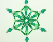 Snowflake Ornament - Emerald Green and Lime - Christmas Ornament - Beaded Ornament - Holiday Decoration