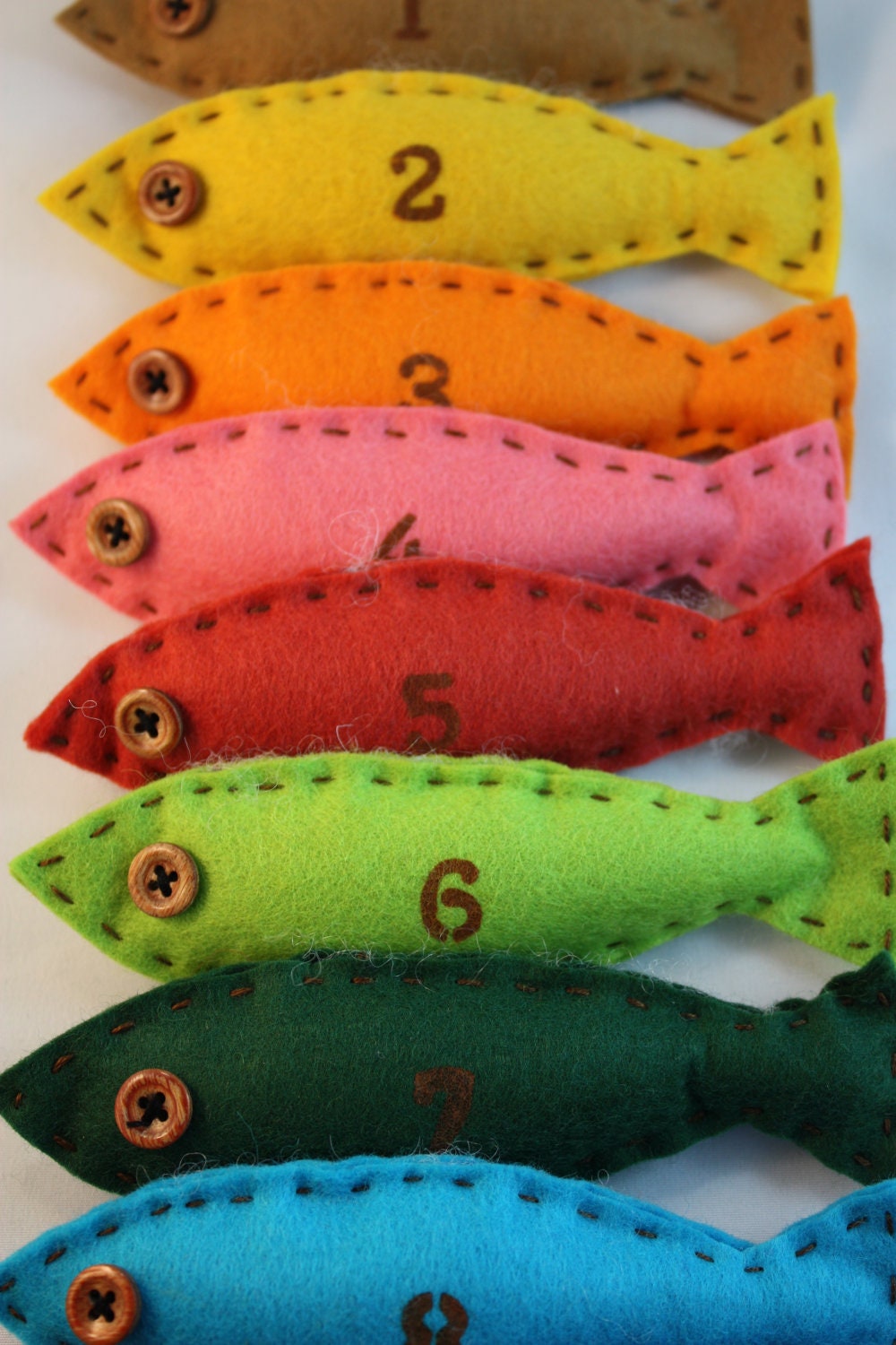 felt counting fish educational toy with cotton bag felt toy
