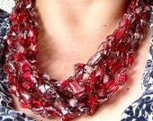 Crocheted Trellis Necklace in Red Hot Ready to Ship