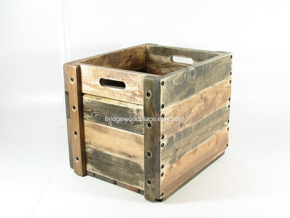 Wood Crate Wooden Box Table Furniture Storage with Two Toned Finish