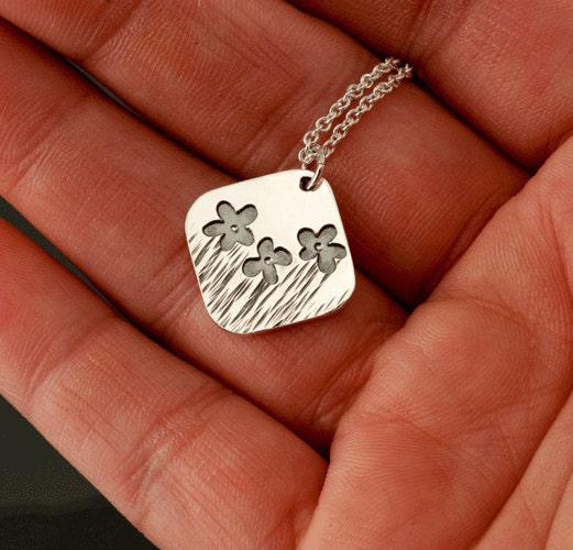 Sterling Silver Flower in the Garden Necklace Pendant