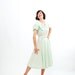 Vintage 1950s Summer Dress - 50s Day Dress - Honeydew Mellon Jacquard Cotton