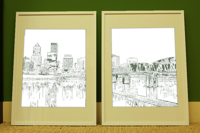 Portland Split Digital City Wall Art