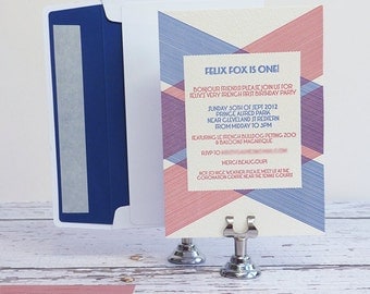 1st Birthday Letterpress Invitations - Stripes