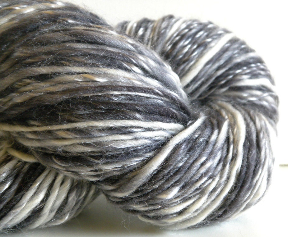 Fall Sale - Charcoal - Handspun HandDyed SW Merino Tencel Sport Single Yarn - 286 yards