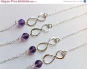 On Sale 10% OFF 10 Percent OFF,Set of 4,Infinity and birthstone sterling silver bracelet,infinity bracelet,bridesmaid gifts,sisterhood,cust