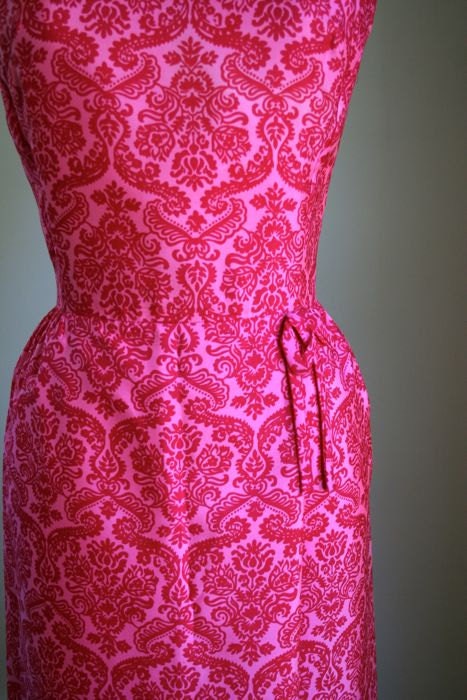 vintage 60s sheath dress - DANMASK pattern fuchsia dress / S