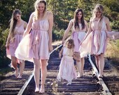 complete set hippie wedding  four blush pink L.may bridesmaids dresses