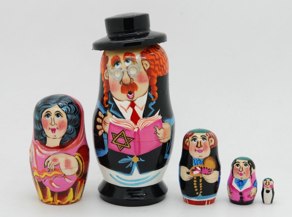5 Authentic Russian Nesting dolls music Jewish matryoshka, free shipping