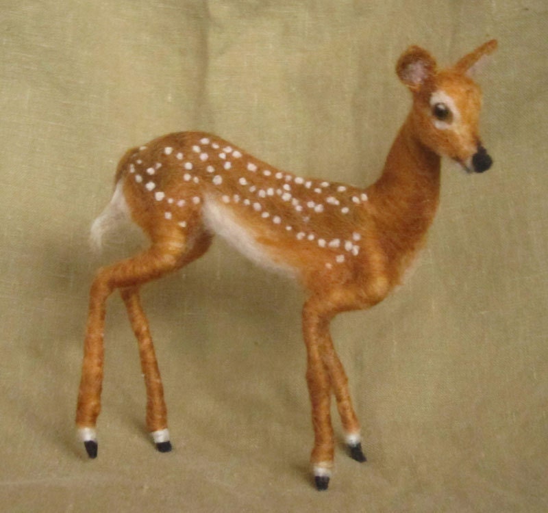 Needle felted fawn  baby deer  woodland animal