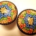 Cabinet Knobs/Pulls    Polymer Clay/ Metal Cottage Chic  Blue,Tangerine, Mustard SET Of 8 Beautifully Unique