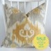 Decorative pillow cover - Throw pillow - Ikat pillow - 20x20 - Modesto Chamon Ikat - Yellow - Gray - Linen - Designer fabric