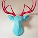 Baby Blue and Red Deer Head Wall Mount