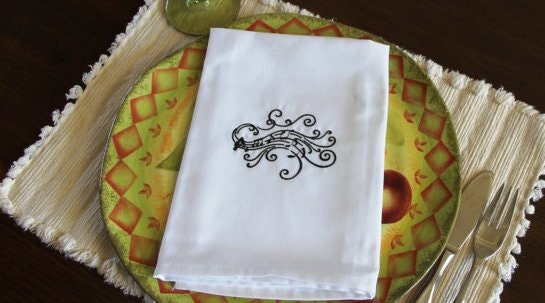 Dinner Napkins , Music's Soothing Swirls Treble Clef Custom Cloth Dinner Napkins Perfect for Gift Giving , Set of 2