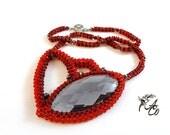 Red flower and black pepper pendant
