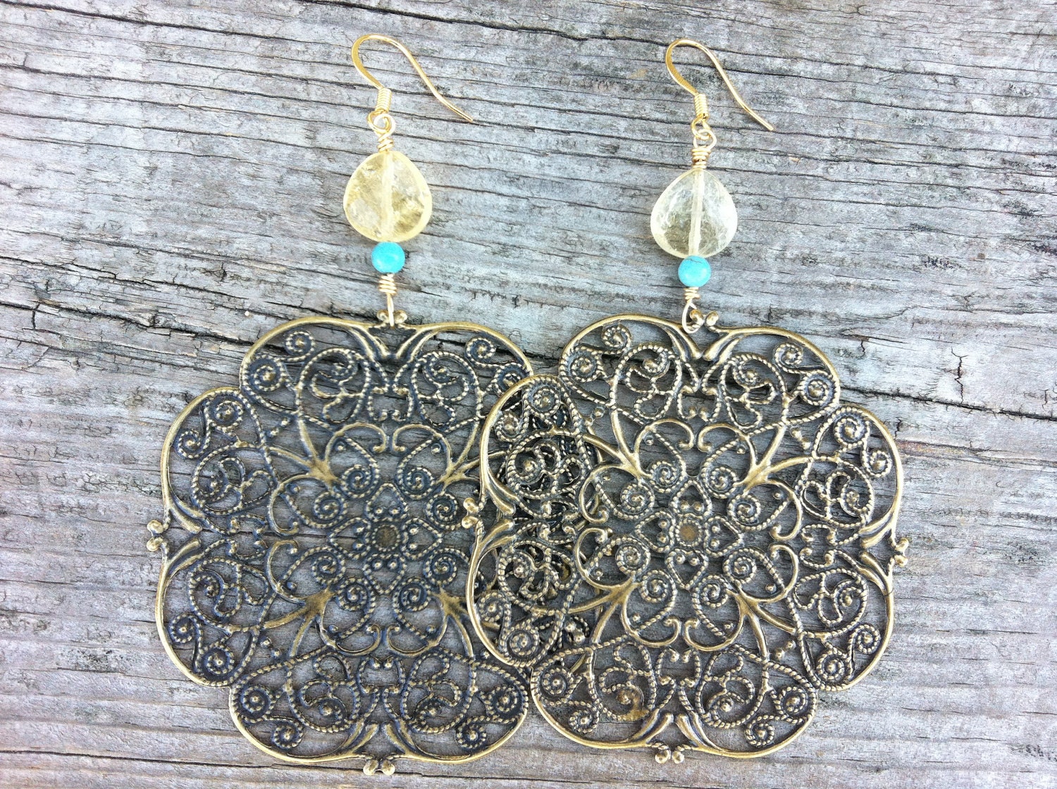 Citrine and Filigree Earrings