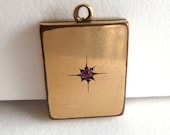 SALE Antique Mens Locket Rose Gold Ruby