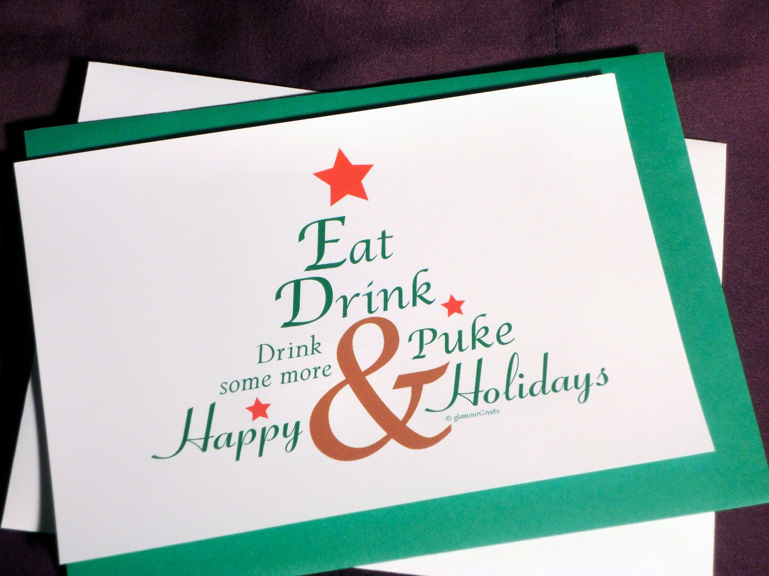 Funny Holiday Note Cards Set of 12 - Eat, Drink, Drink some more ...