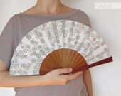 Hand held Spanish fan - Green flakes