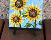Sunflower mini painting with easel