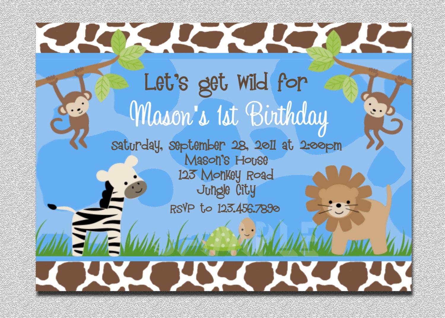 Jungle Animals Birthday Invitation Safari Animals Birthday Party Invitation Printable Il_170x135