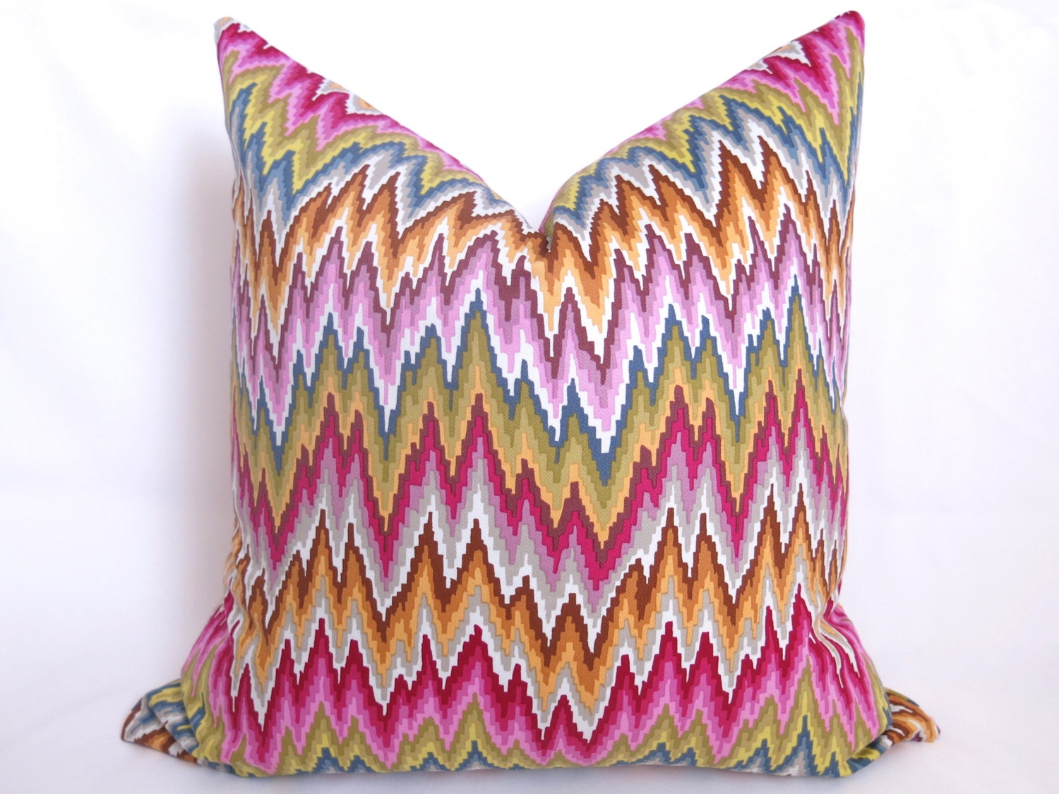 Flamestitch Chevron Pillow - Blue - Pink - Green - Purple - Gold - Flamestitch Pillow - Throw Pillow - Decorative Pillow - Designer Pillow