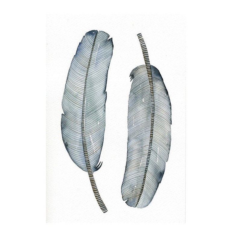 Print Fine Art Illustration - Feather Art - Feather No.8 - Open Edition - Original Watercolor Painting by Lorisworld
