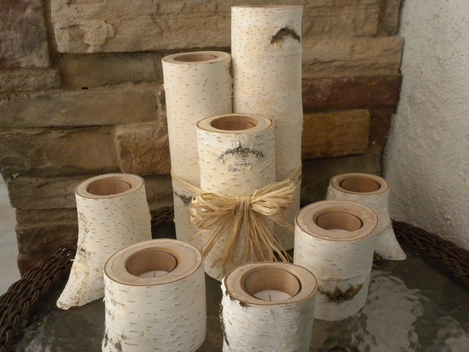 White Birch Votive Candle Holders Perfect for Weddings, Christmas Decorations, Centerpieces