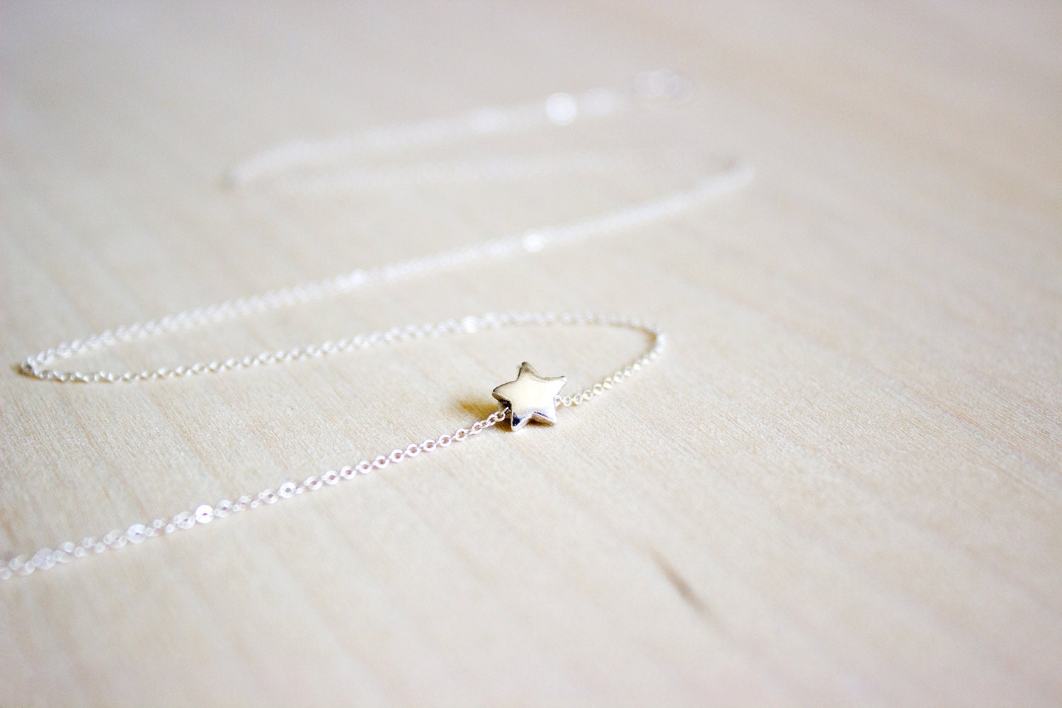 Small Sterling Silver Star Charm on Sterling Silver Sparkling Chain Necklace - Sindri II by Amore Valkyrie Jewelry