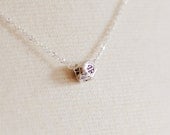 Tiny Etched Nugget Sliding Pendant in Sterling Silver on Necklace - casual dainty jewelry - by Amore Valkyrie