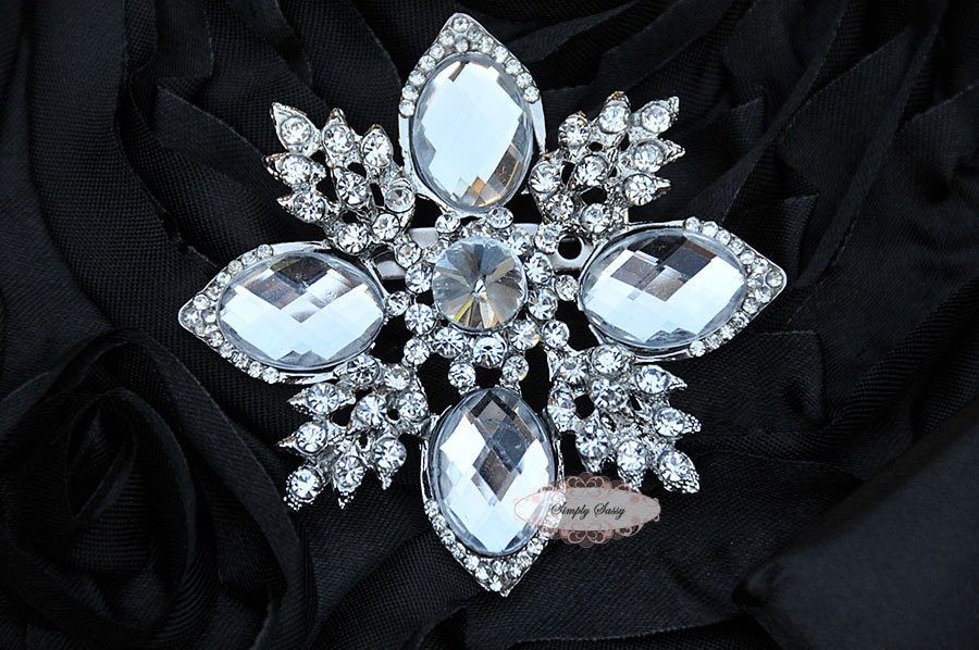 Rhinestone Brooch Pin Crystal Metal Embellishment Broach DIY Wedding Bridal Bouquet flower hair