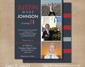 LDS Baptism Photo Invitation (Digital or Printed)- "Red and Navy"