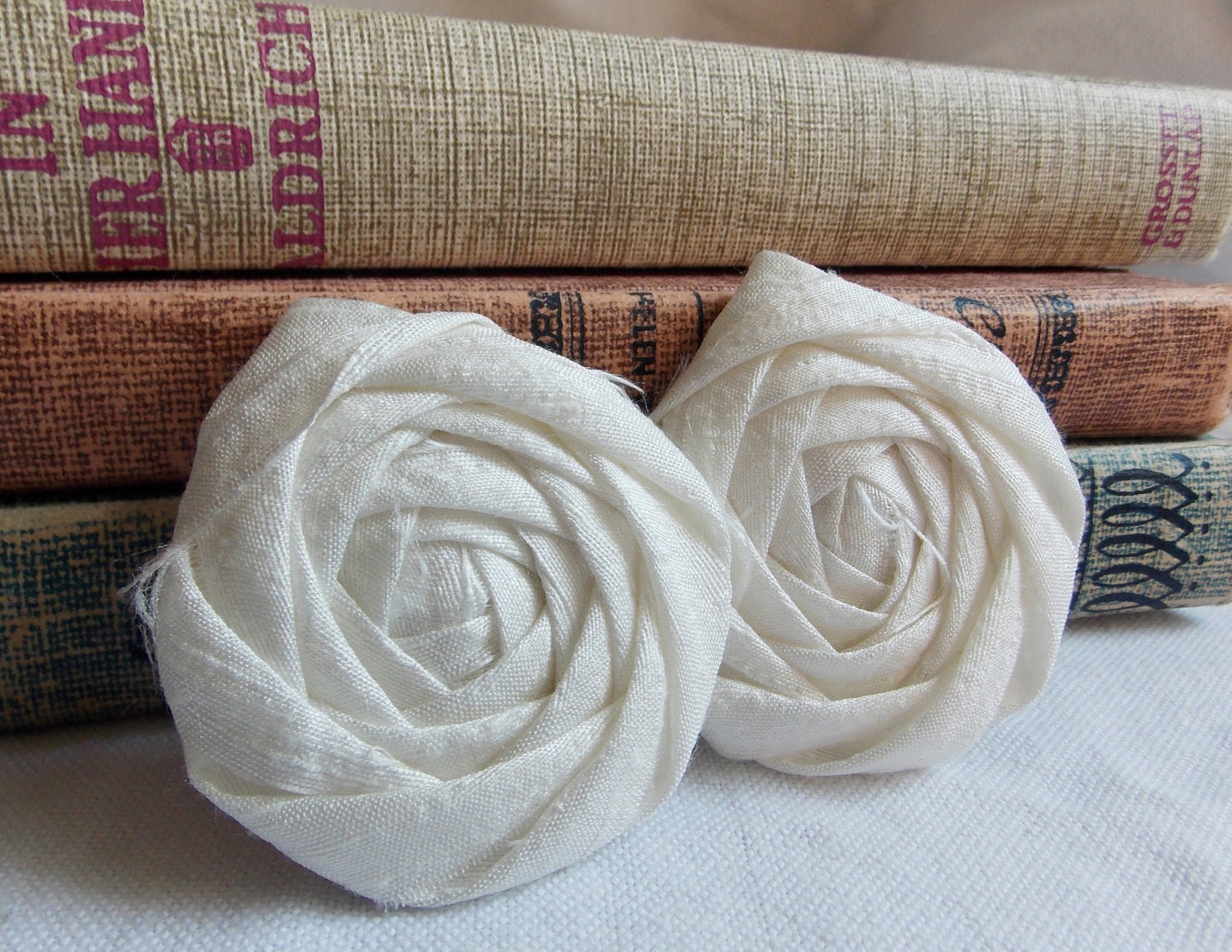 Ivory Silk Flower Rosette Wedding Decor Hair Flower