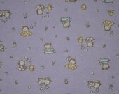 Pastel Purple, Blue, and Yellow Bath Time Bear Baby Girl Flannel Fabric for Making Pajamas, Blankets, or Burp Cloths